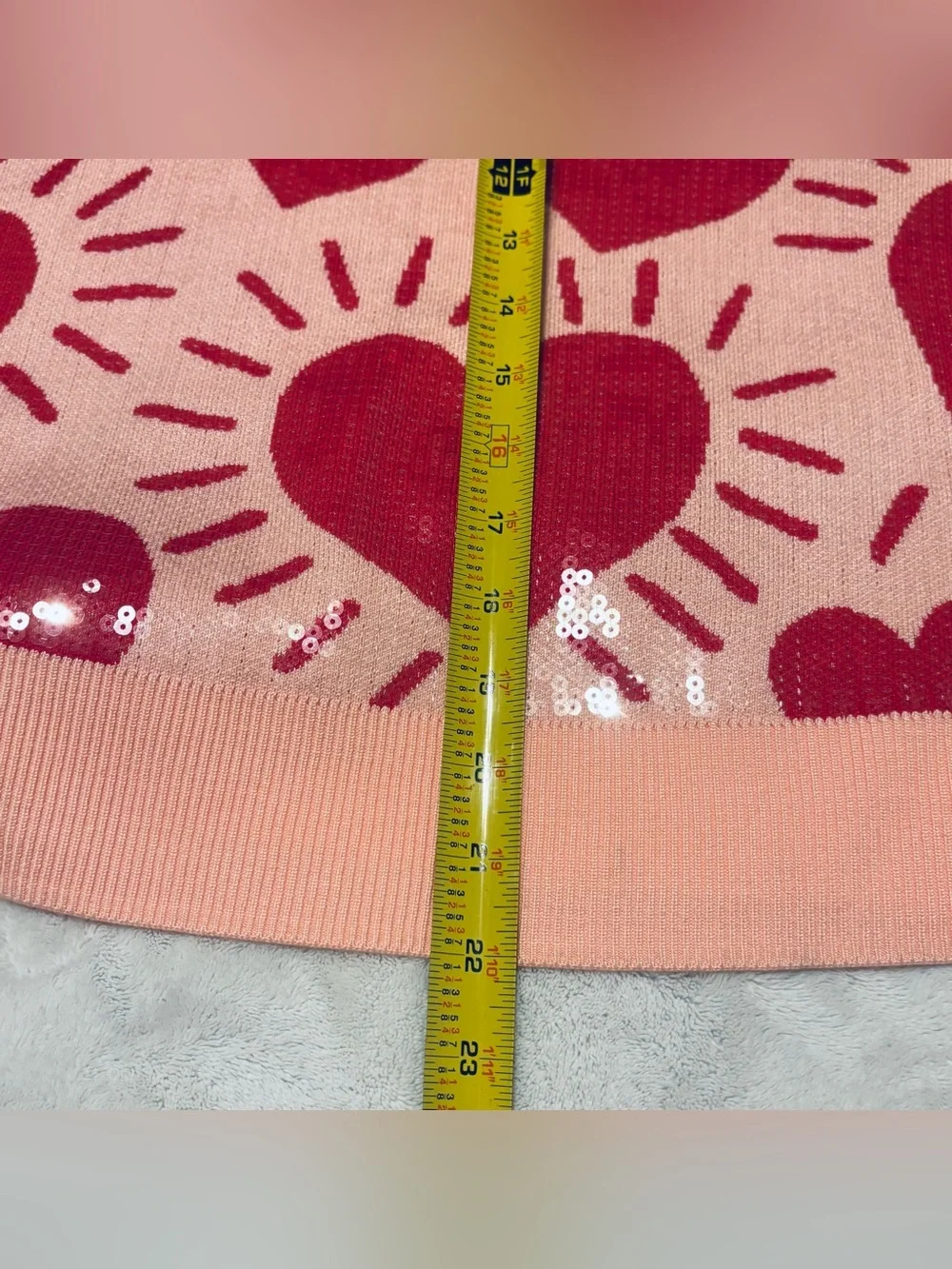 M By Marled Heart Sequin Pullover Sweater Women’s Size Medium Pink EUC Valentine - Picture 7 of 7